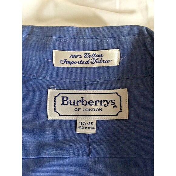 Men's Burberrys of‎ London Button Up long sleeved shirt Blue size 16 1/2 35 - Picture 1 of 8